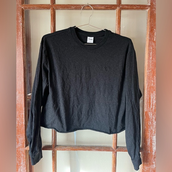 Aritzia TNA Cropped Grey Longsleeve Top - Picture 1 of 3